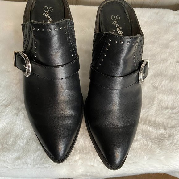Seychelles Women's Size 7.5 Western Moto Mules Pointed Toe Slip On Heels Shoes - Picture 3 of 11